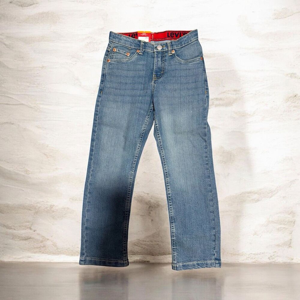 Levi's 511 Boys Slim Blue Denim Jeans Stretch Adjustable Waist Size 7